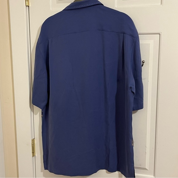 Vintage Nat Nast Camp Shirt Mens M Blue Silk Embroidered Happy Hour Ltd. Edition - Picture 5 of 5